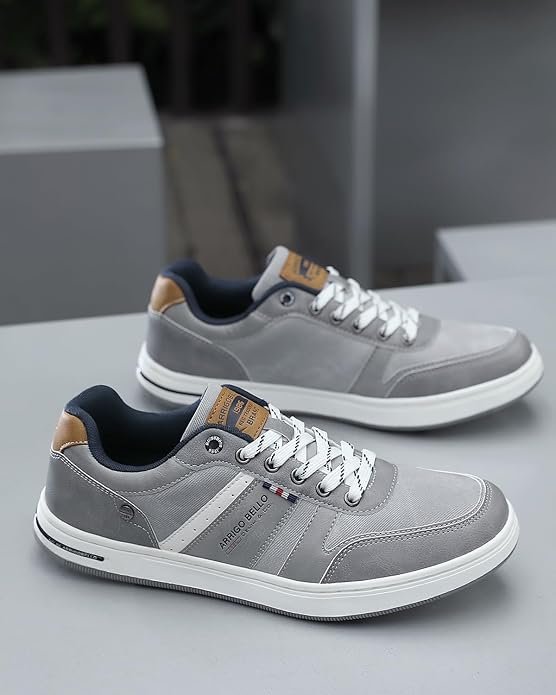 Arrigo Bello Sneakers Shoes for Men Casual Lace Up lightweight Sneaker Comfortable Leather Trainers
