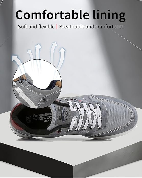 Arrigo Bello Sneakers Shoes for Men Casual Lace Up lightweight Sneaker Comfortable Leather Trainers